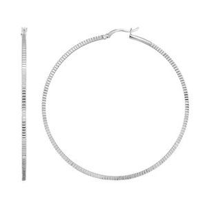 Ridge Textured Hoop Earrings in Sterling Silver, 50 millimeters in diameter